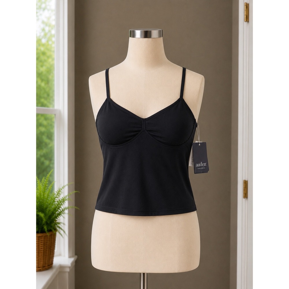 Auden Luxury Collection Black Camisole Sweetheart Neck Cami Top XL NEW